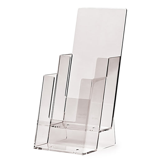 Porta Brochure in plexiglass da tavolo 2 Tasche 10x21 Verticale
