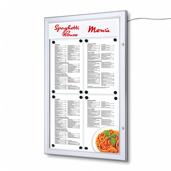 Bacheca porta avvisi in alluminio per esterno con luce LED