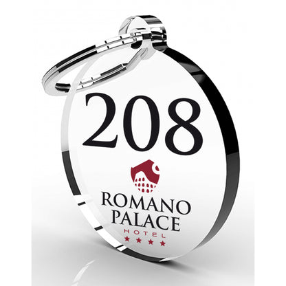 Portachiavi in plexiglass per Hotel incisione laser - Forma Cerchio