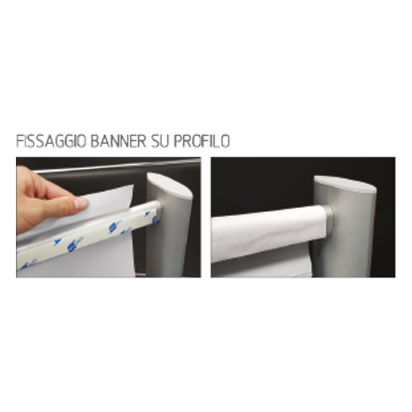 Espositore per banner orizzontale in alluminio autoportante 250x150 h
