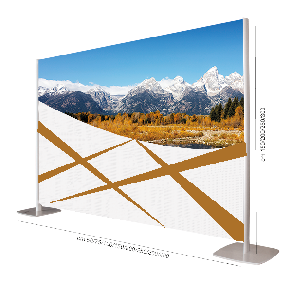 Espositore per banner orizzontale in alluminio autoportante 250x150 h